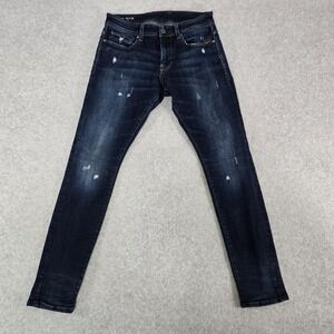 G-Star RAW Revend Skinny Jeans Mens 33x32 Dark Wash Blue Stretch Distressed FW